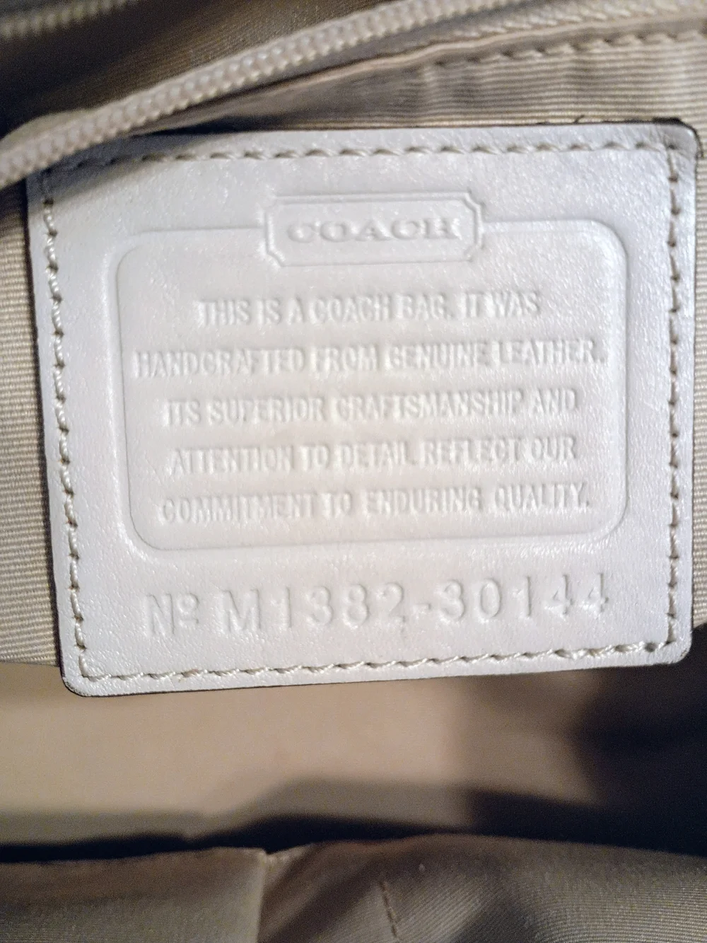 Coach pebble leather handbag Creed 30144 Bleecker Ecru